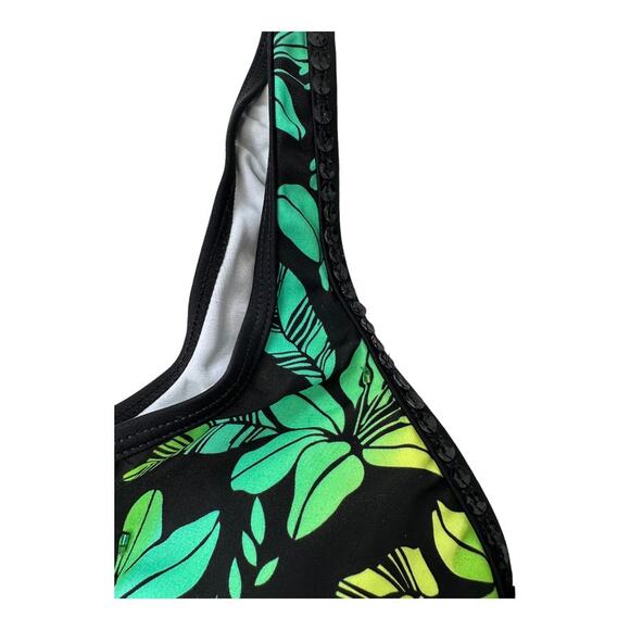 Christina Swimwear Tropical Black & Green Tankini Top Bust Enhancer Sz 8 New - Picture 2 of 8